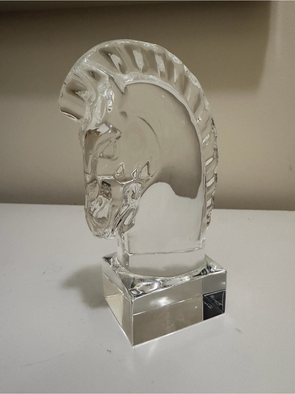 Steuben Glass Crystal Horse Head Knight Paperweight Signed